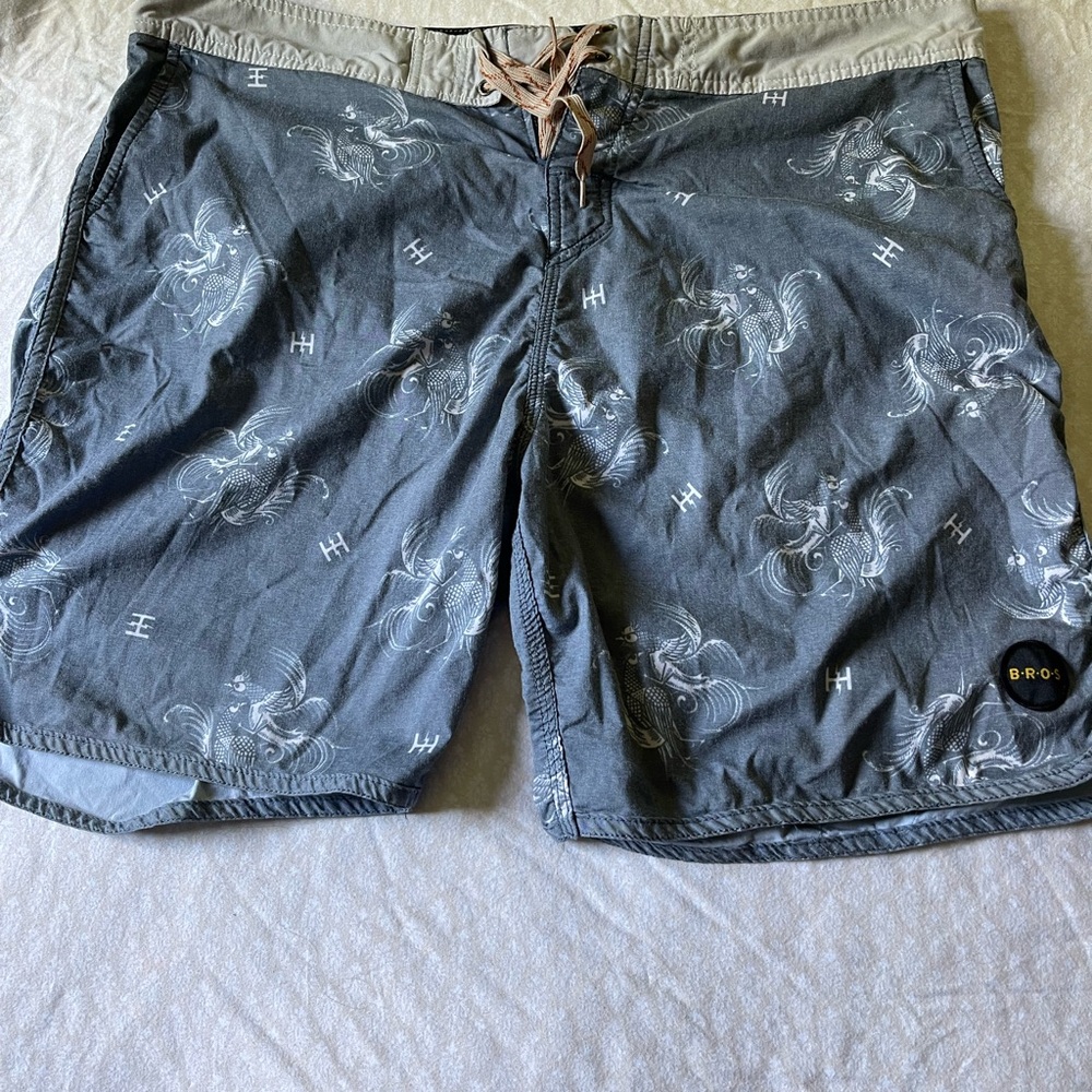 Howler Brothers Gray Quick-Dry Board Shorts Relaxed Fit